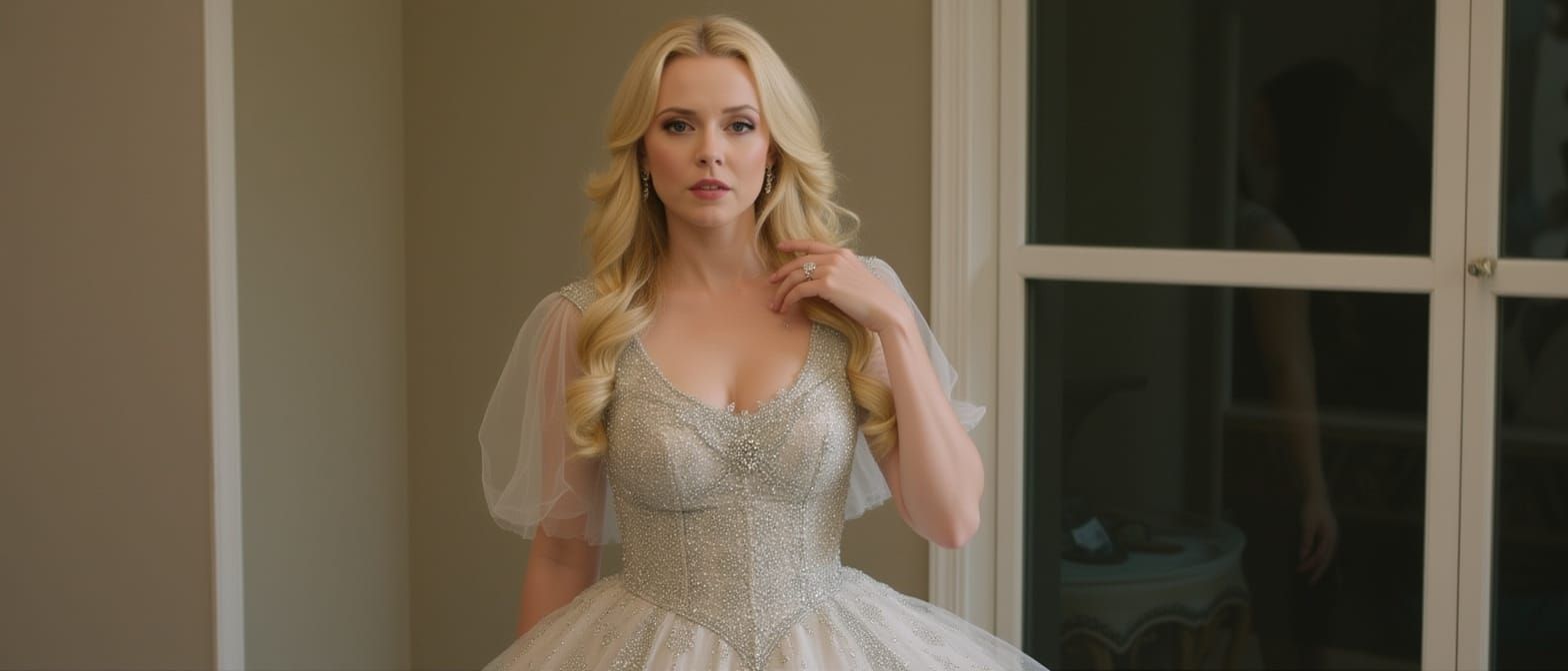 Woman in Stunning Glass Ballgown