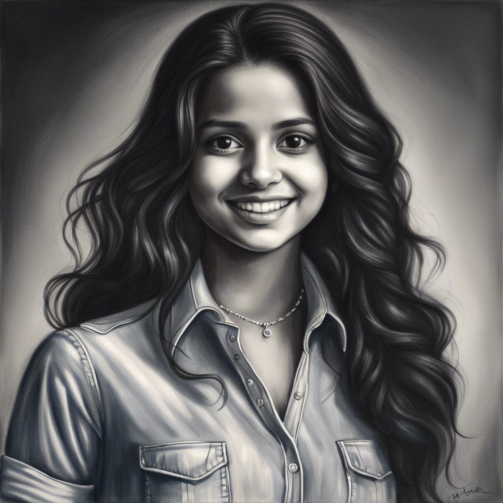 Photorealistic Pencil Portrait of an Indian Girl