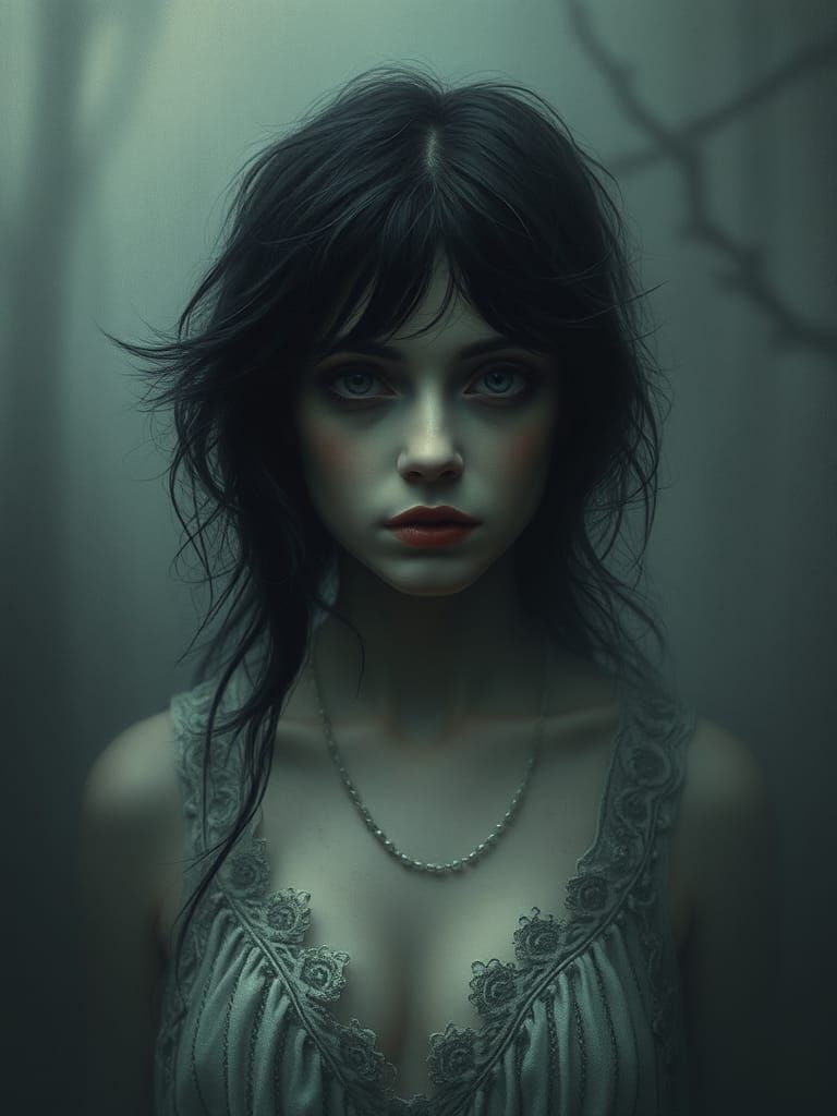 Ethereal Ghost in Sinister Art Nouveau Style