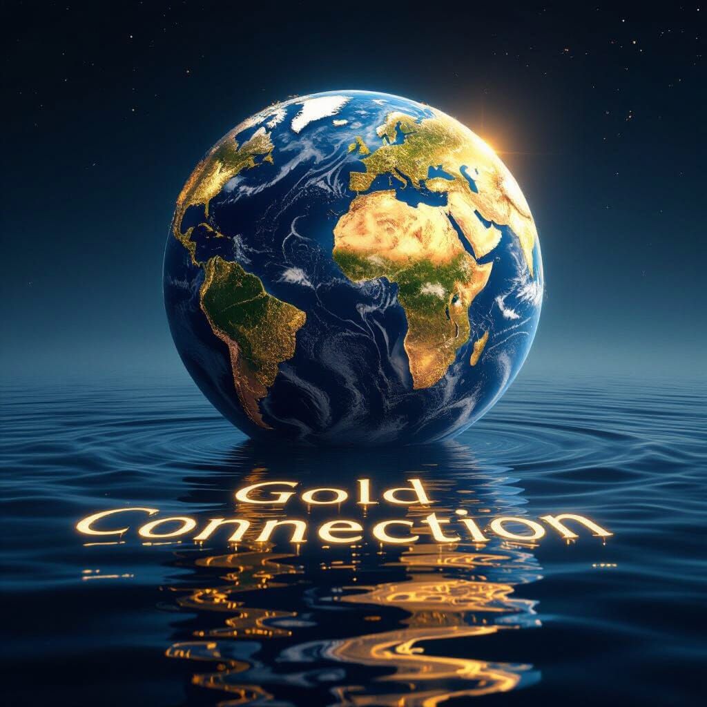 Golden Earth Hovers Above Ocean in Hyperrealistic Digital Ar...