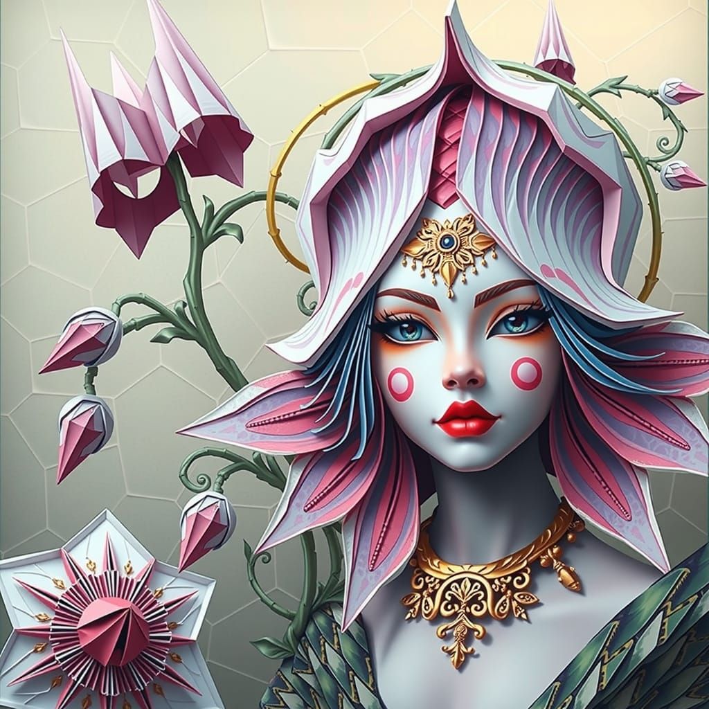 Vibrant Origami Figures in Multi-Dimensional Style