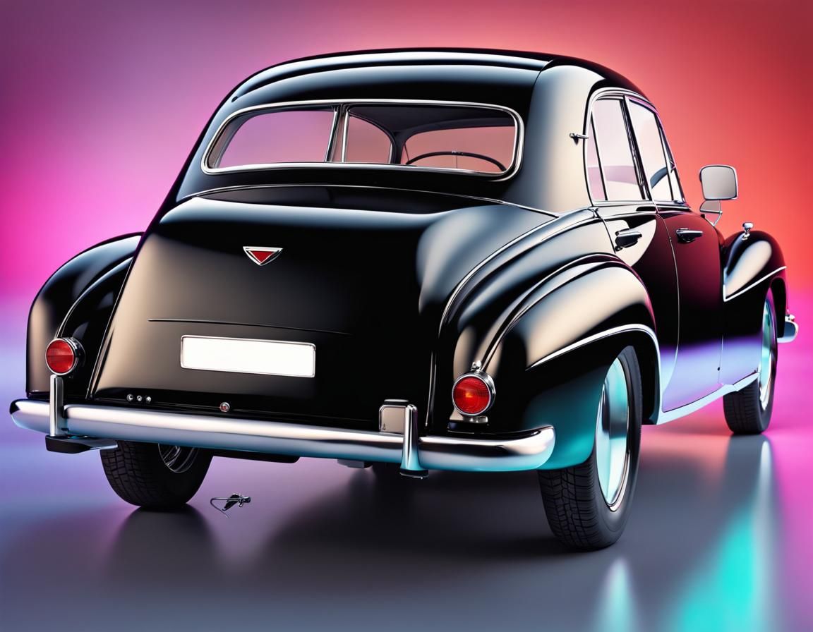 Hyperrealistic Black Tatra 603 Splash Art