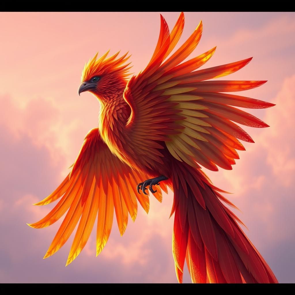 Majestic Firebird in Futuristic Realism Style