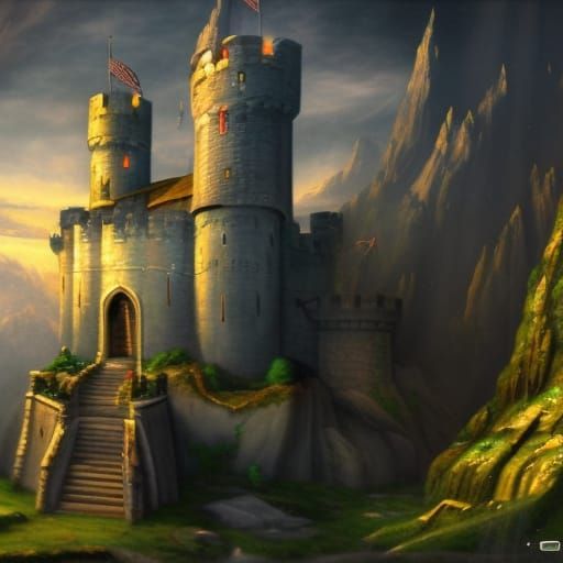 Fantastical Medieval Castle in Detailed Matte Painting