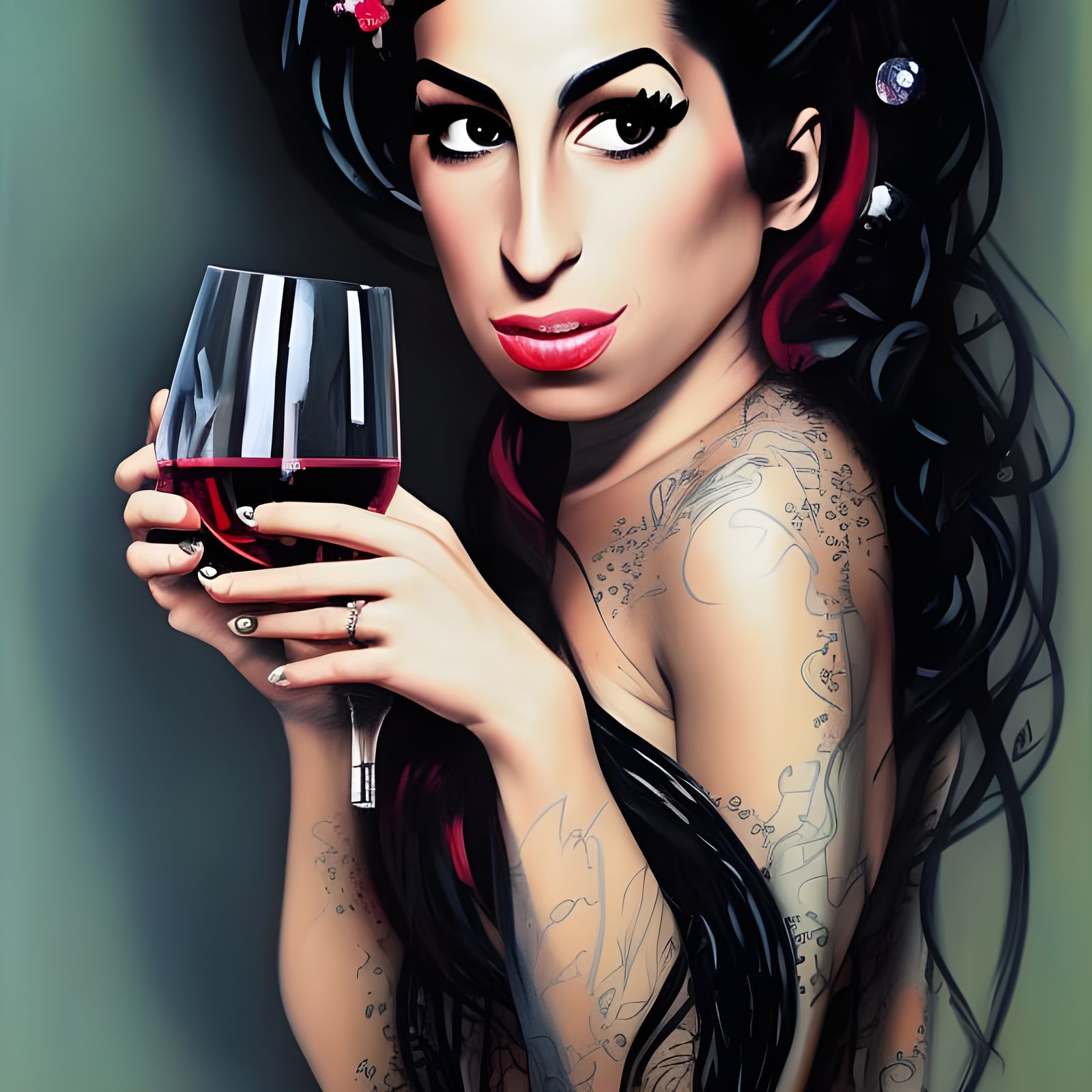 Amy Winehouse Portrait in Opulent Oil Painting Style