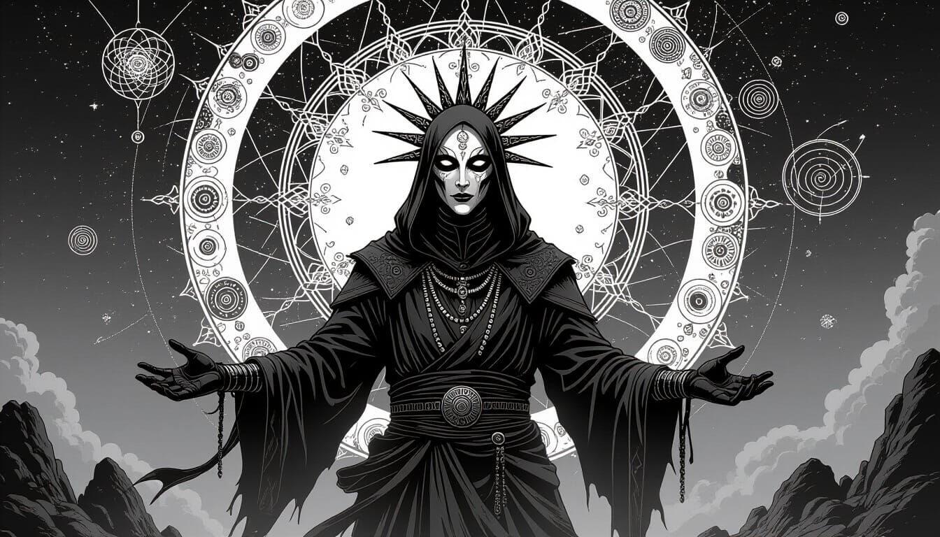 Mystical Fentanyl Deity as Dark Comic Book Art