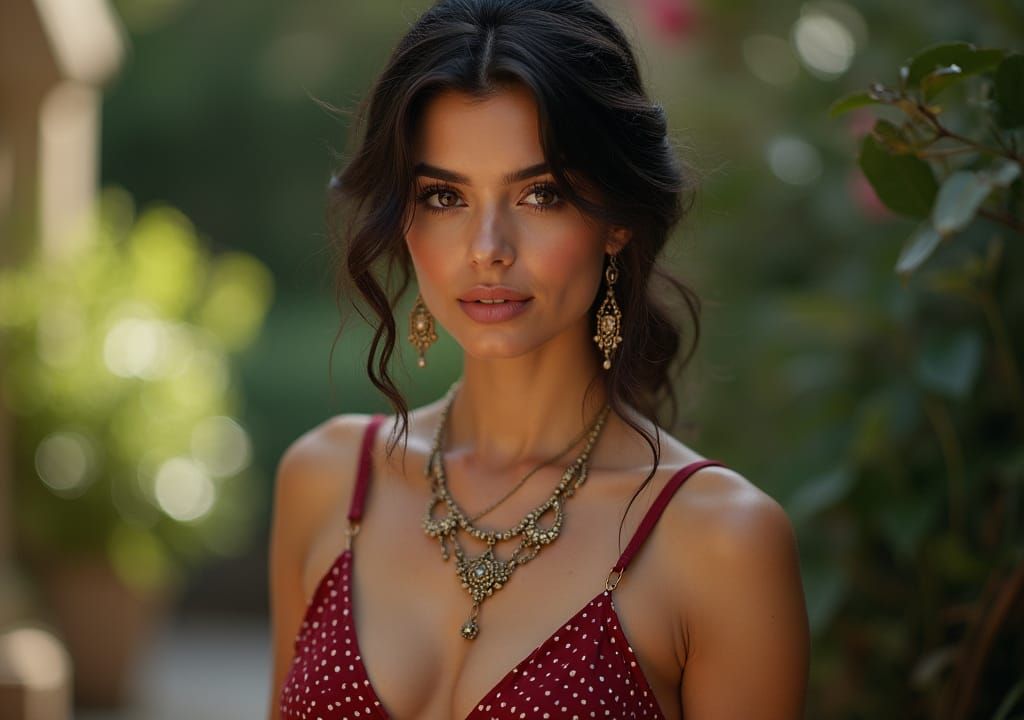 Elegant Woman in Red Dress, Fashion Portrait