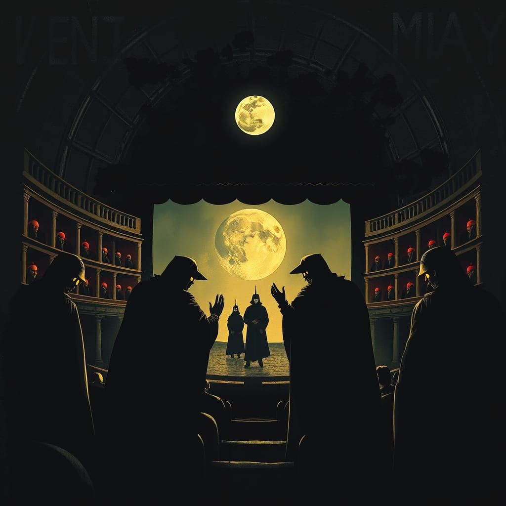 Gothic Opera Scene Unfolds Under Moonlit Shadows