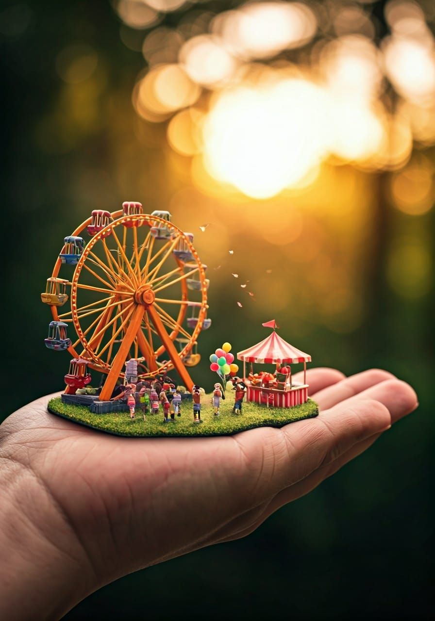 Miniature Carnival in Hand: Macro Surrealism