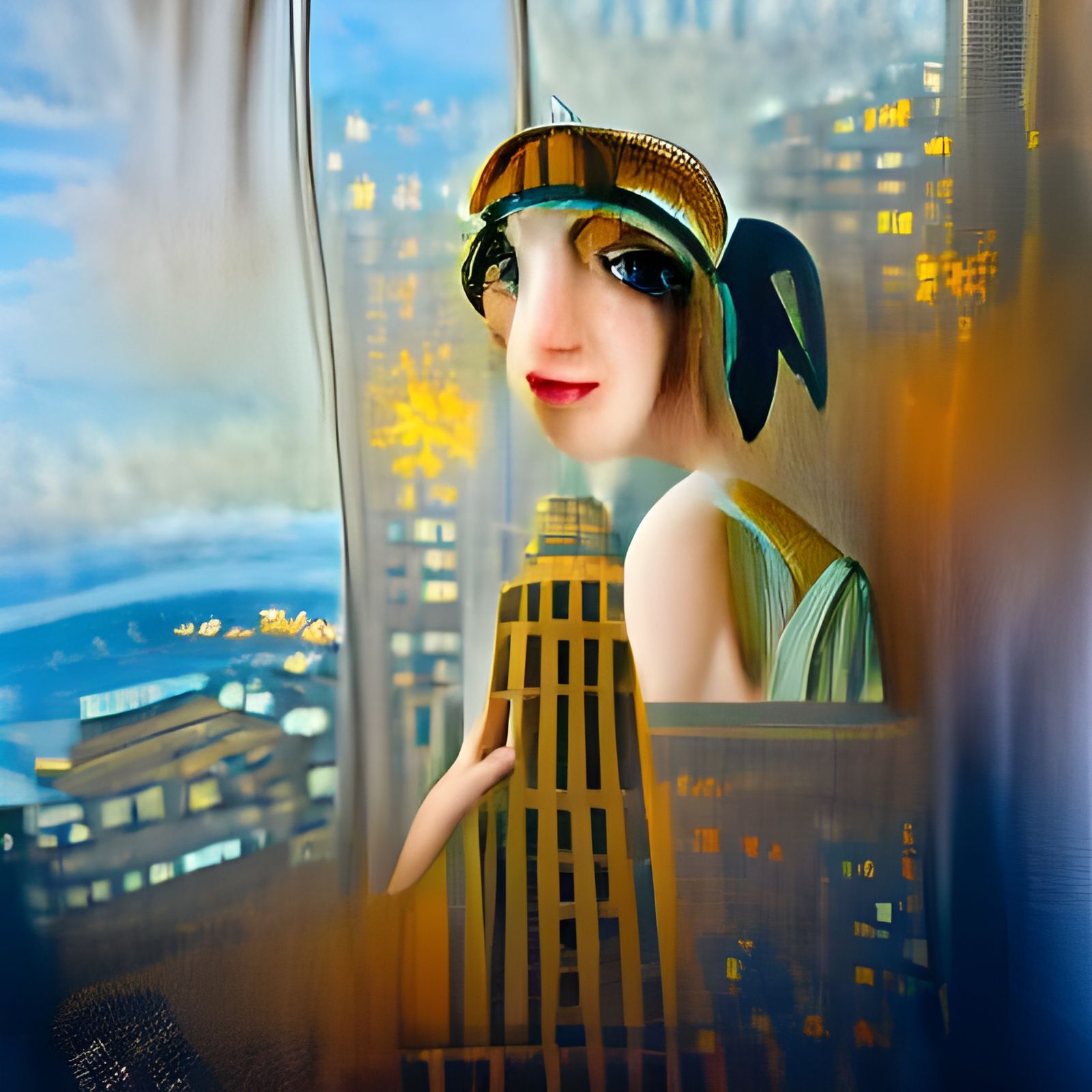 Flapper Girl Gazing at the Empire State Building
