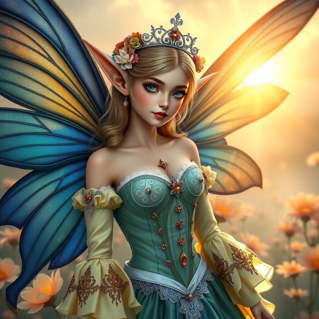 Ethereal Fairy Goddess with Gemstone Wings