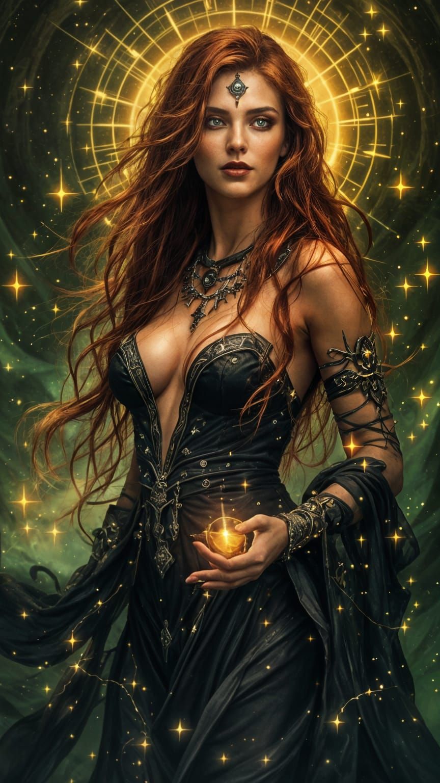 Ethereal Sarmation Priestess in Dark, Mysterious Beauty