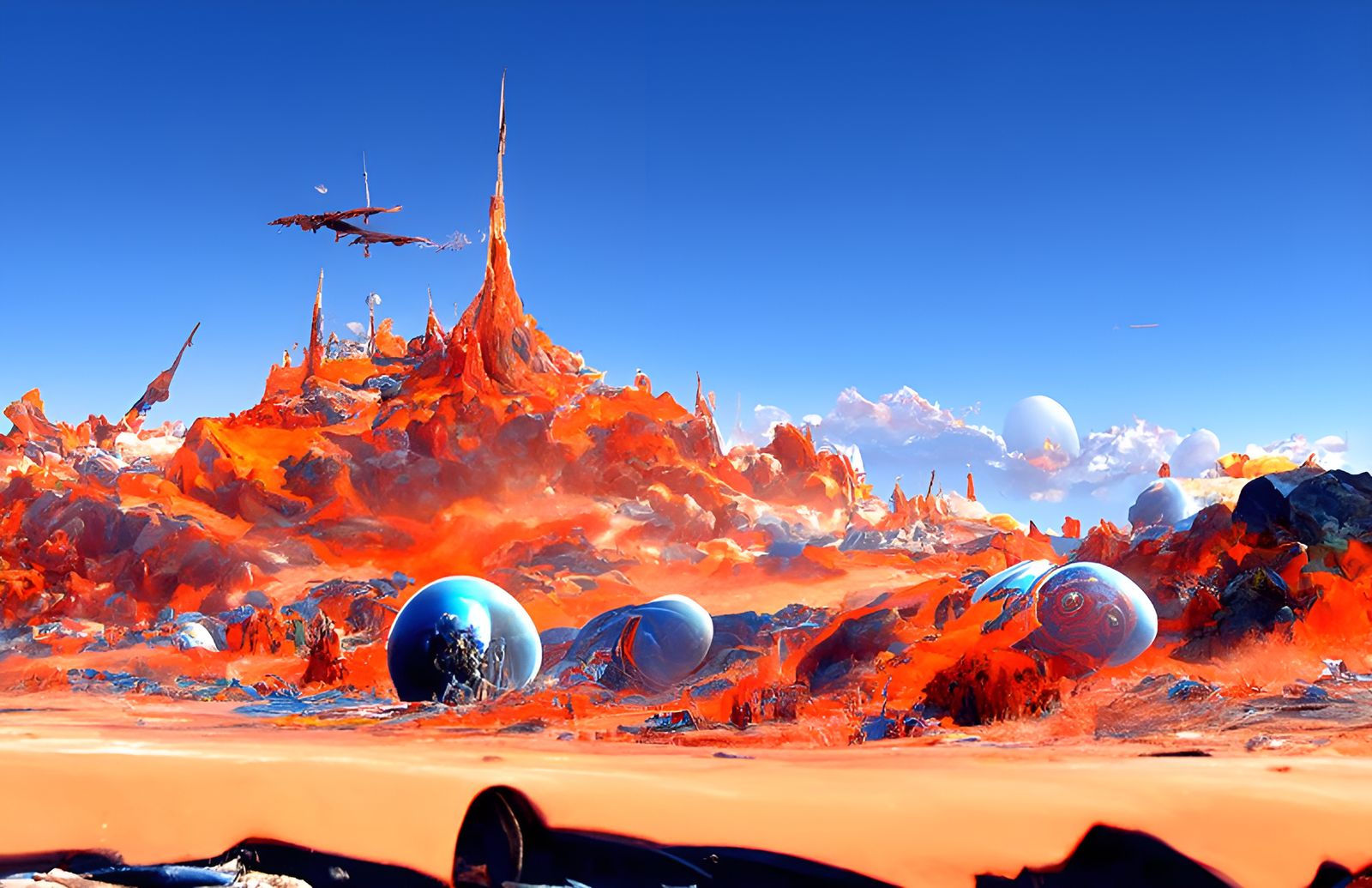 Shimmering Galaxy Expanse with Alien Spacecraft