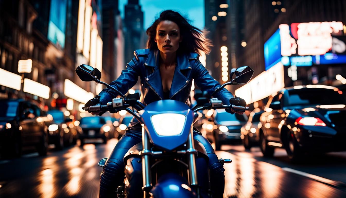 Trendy Assassin Rides Motorcycle: Christopher Nolan Style