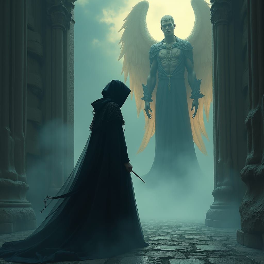 Ethereal Grim Reaper in Gothic Tower, Fantasy Art