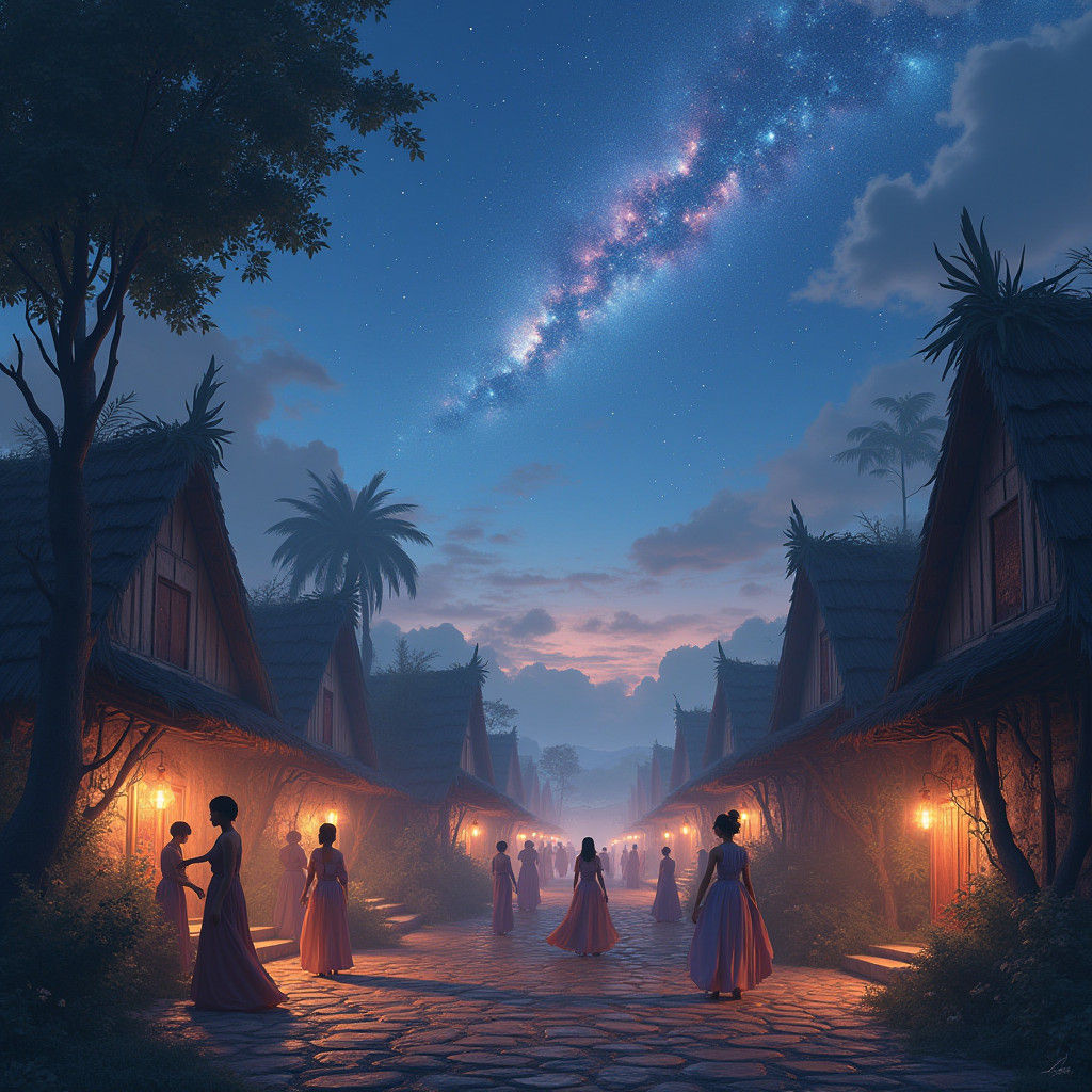 Village of Shimmering Stars: A Digital Painting