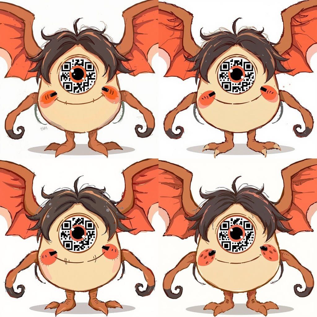 Friendly Teen Cyclops Monster with QR Code Iris