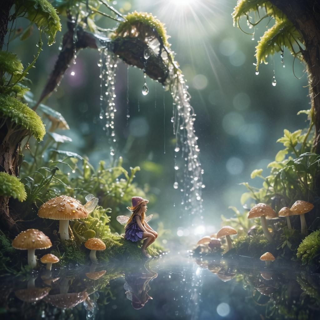 Fairy on Mushroom in Macro Photography