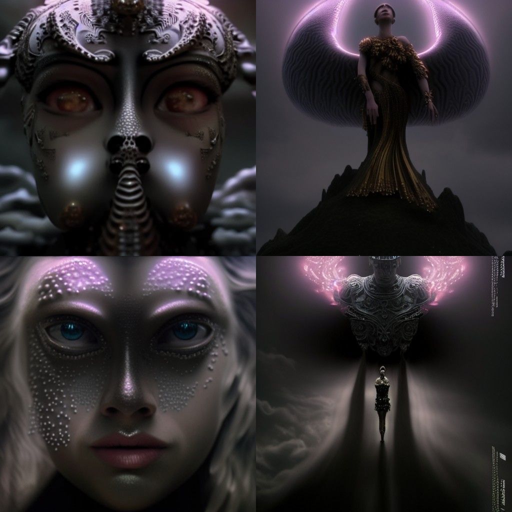 Detailed 3D Metallic Dotart in Cinematic CGI Style