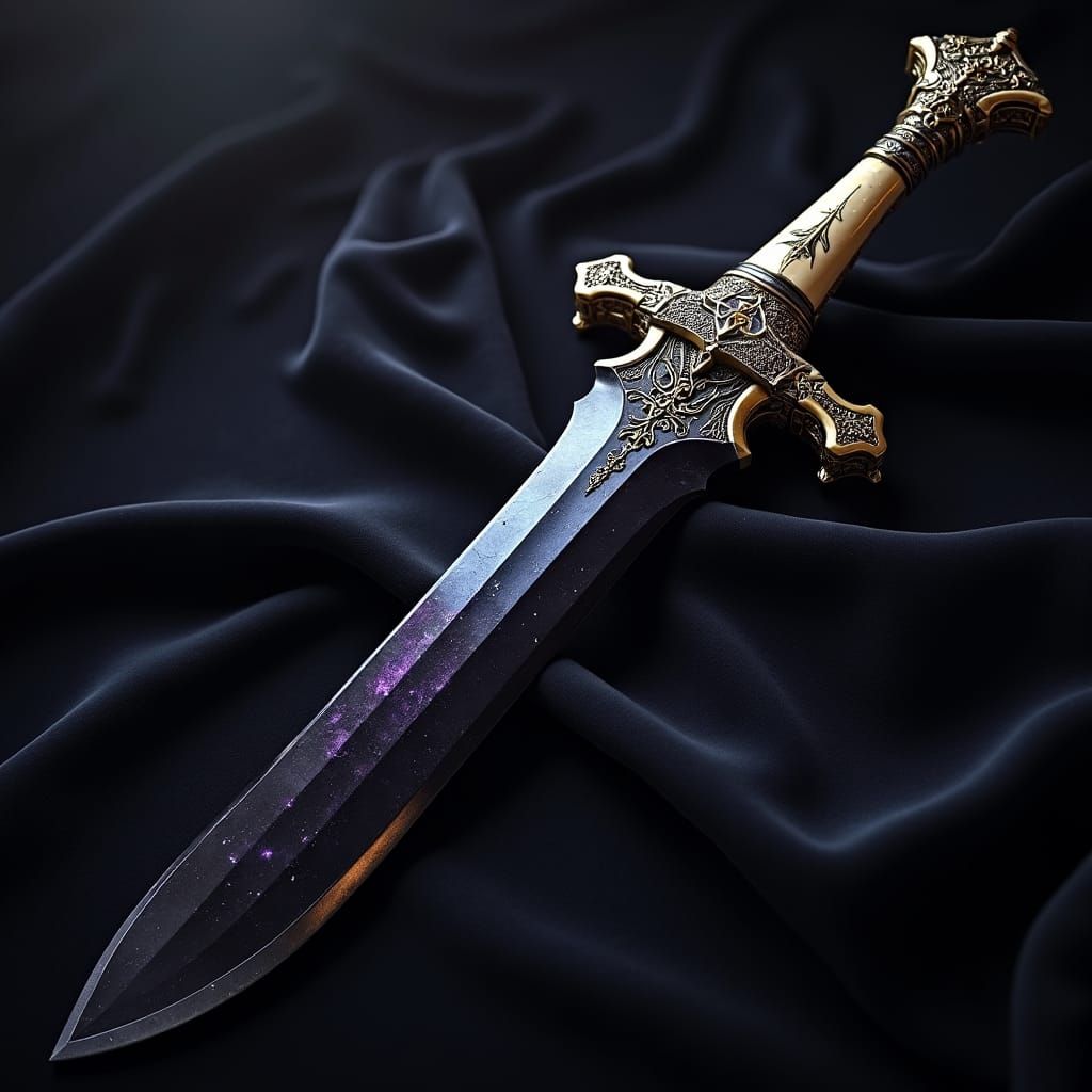 Obsidian Dagger with Ivory Handle in 8K
