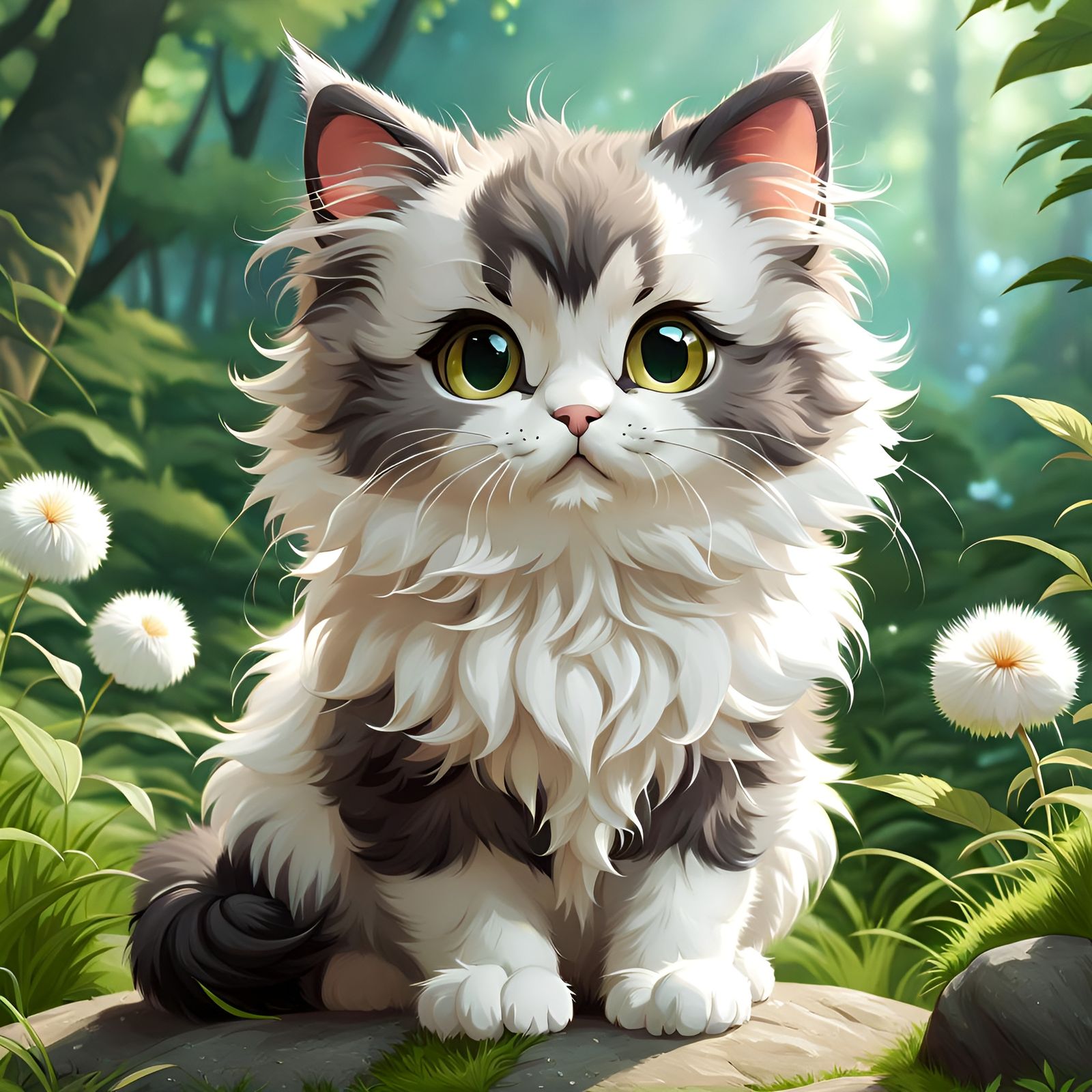 Chibi Cat Portrait in Studio Ghibli Style