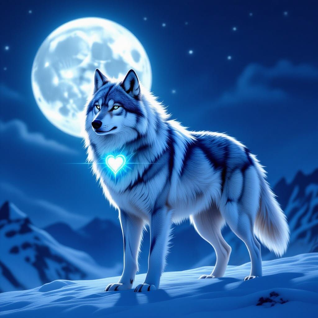 Majestic White Dire Wolf Silhouette with Ethereal Light