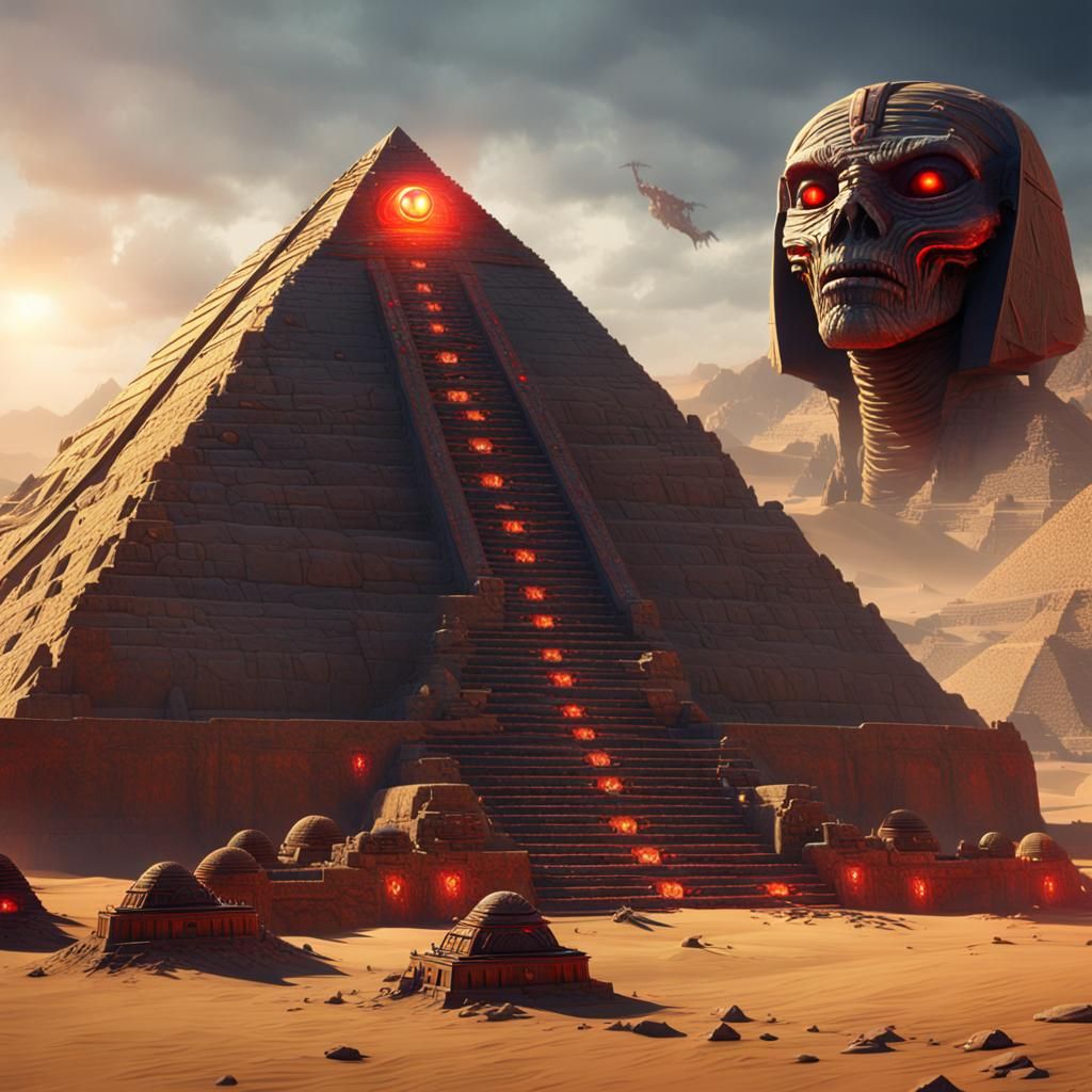 Horror Mummy Guarding Egyptian Pyramid