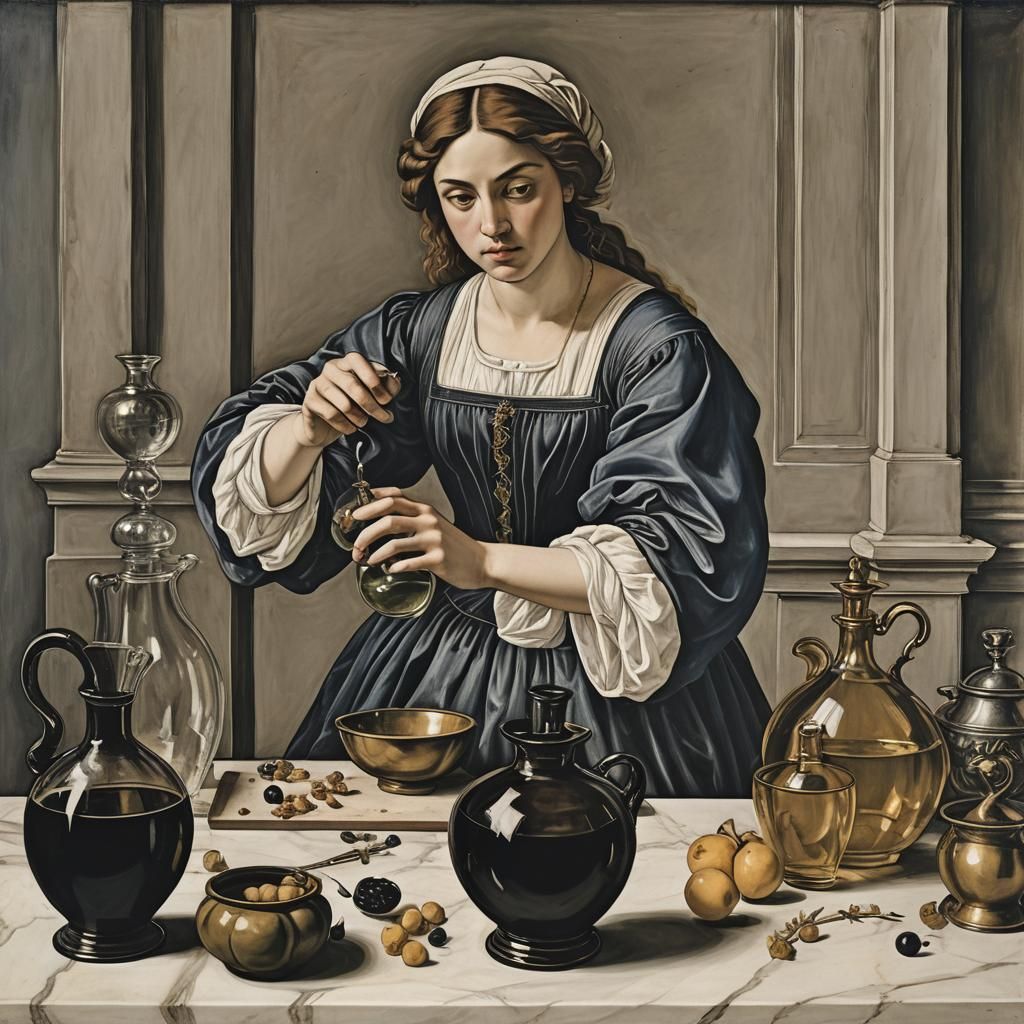 Giulia Tofana's Potions: An Ink Print Masterpiece