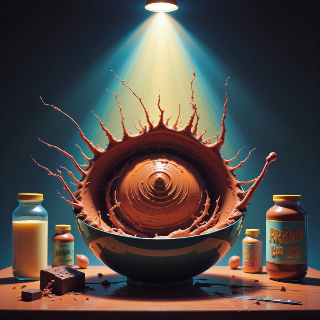 Chocolate Pudding Still Life in Picklecore Style