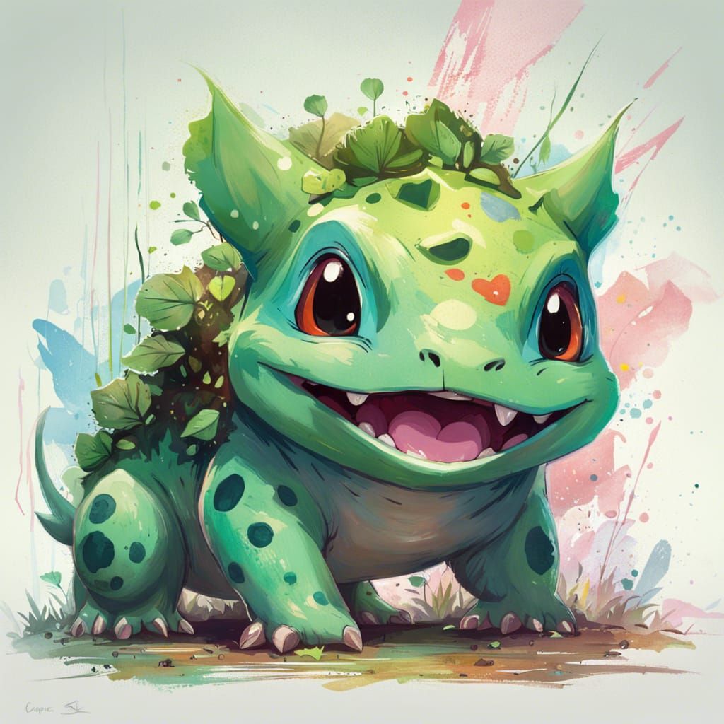 Adorable Bulbasaur Dinosaur Portrait
