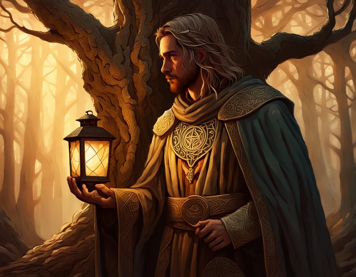 Norse Messenger in Forest, Digital Painting