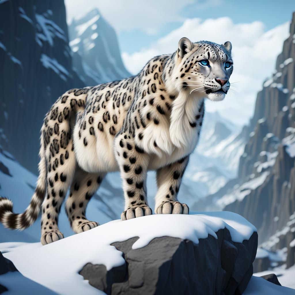 Detailed Snow Leopard in Fantasy Concept Art