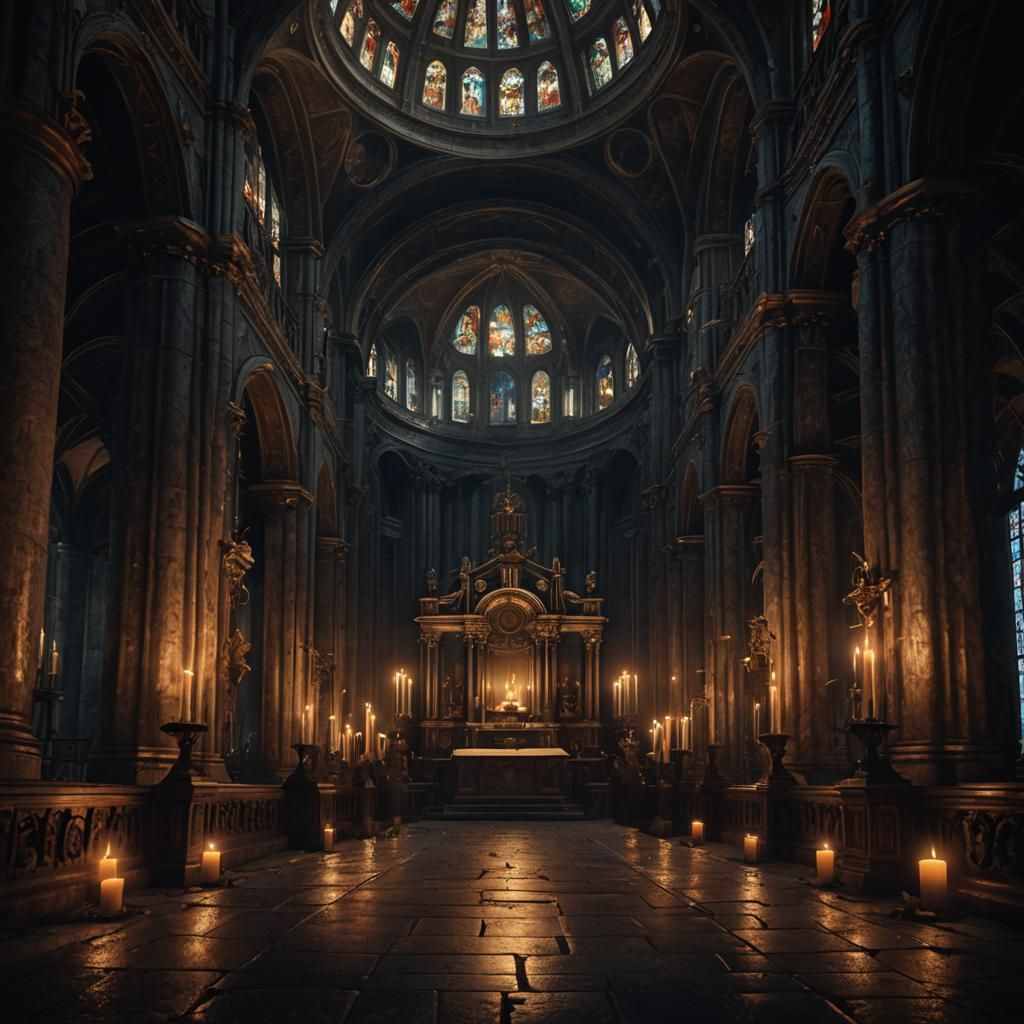 Candlelit St Peter's Basilica: Spooky Matte Painting