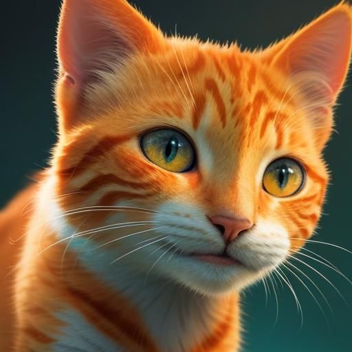 Cute Orange Kitty Smiles in Hyperrealistic Portrait