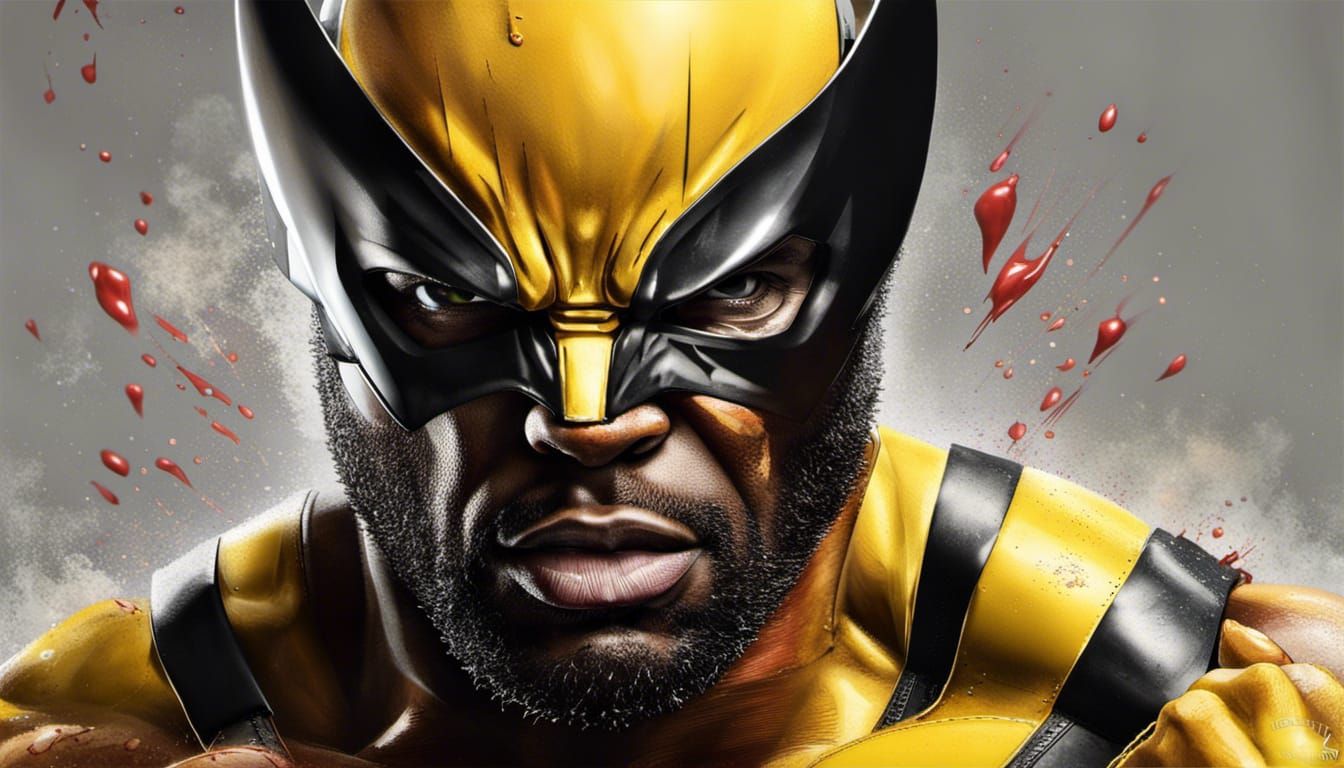 Hyperrealistic Wolverine Action Scene in Splash Art Style