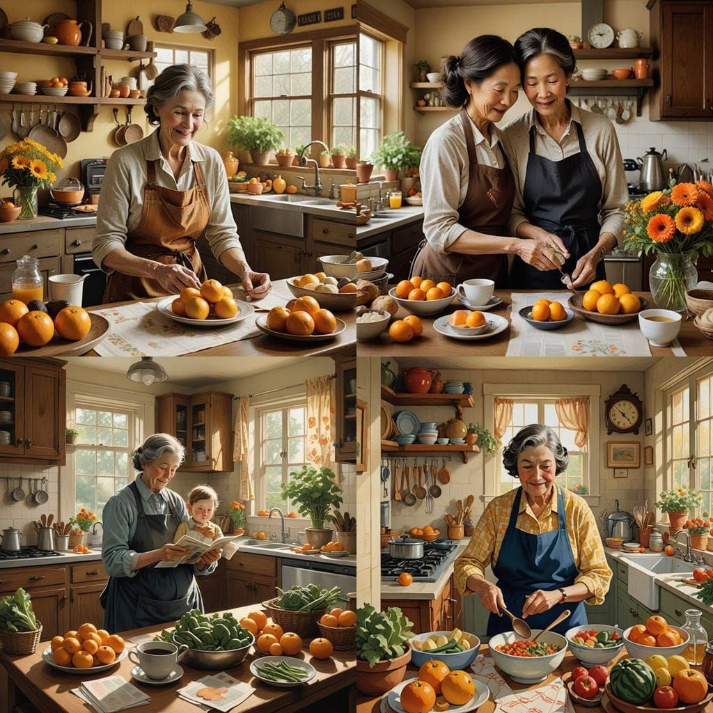 Mother's Love in the Kitchen: A Heartwarming Family Scene