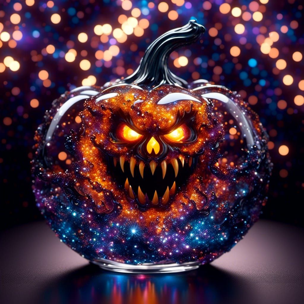 Mystical World in Crystal Pumpkin with Vibrant Colors