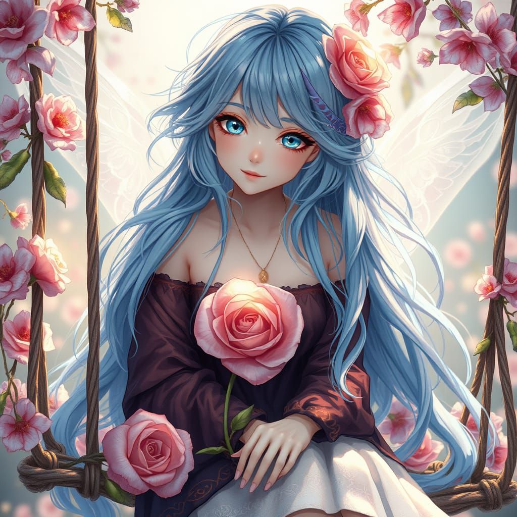 Dreamlike Anime Fairy in Whimsical Paradise