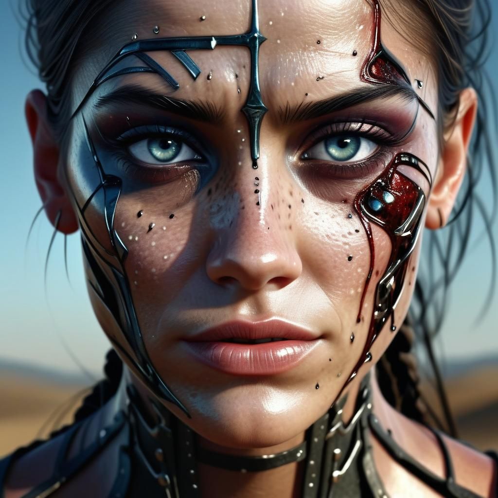 Distressed Woman's Face Expressing Pain