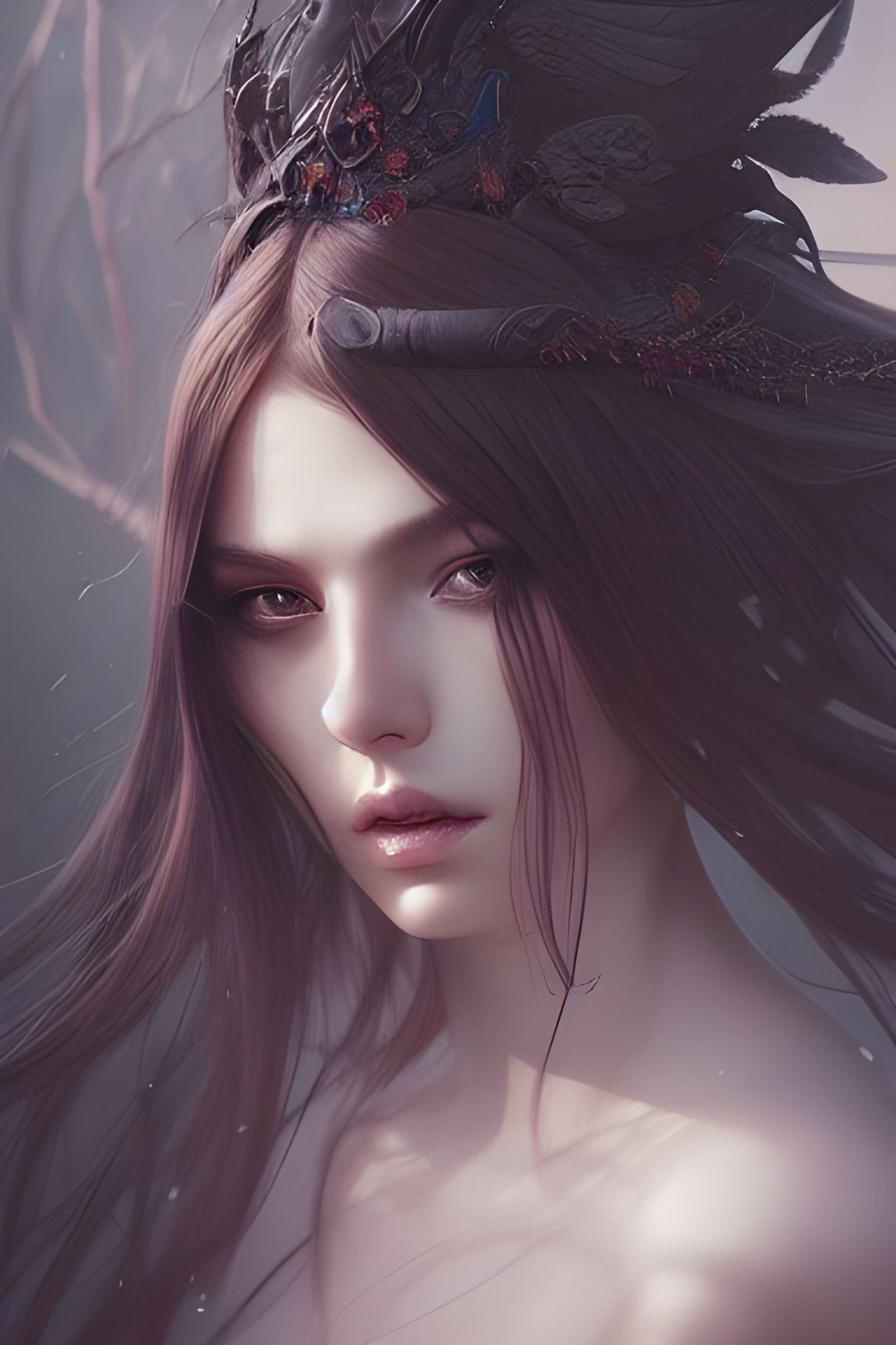 Sinister Goddess Portrait in Digital Art Style