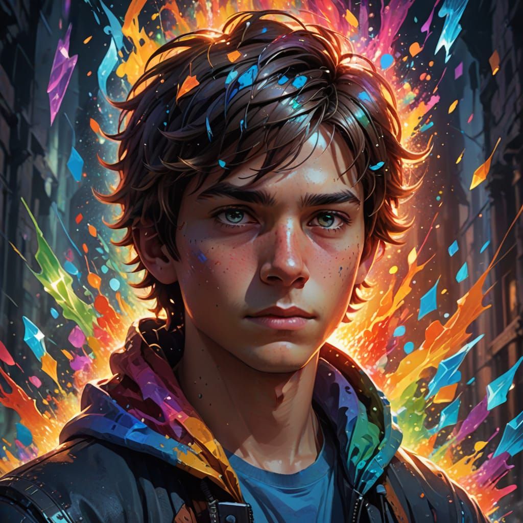 Determined Boy in Magical World