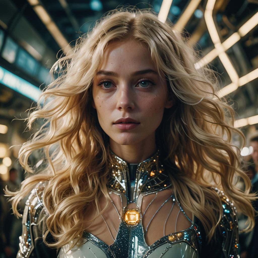 Blonde Fairy in Spaceship: Cinematic Film Still