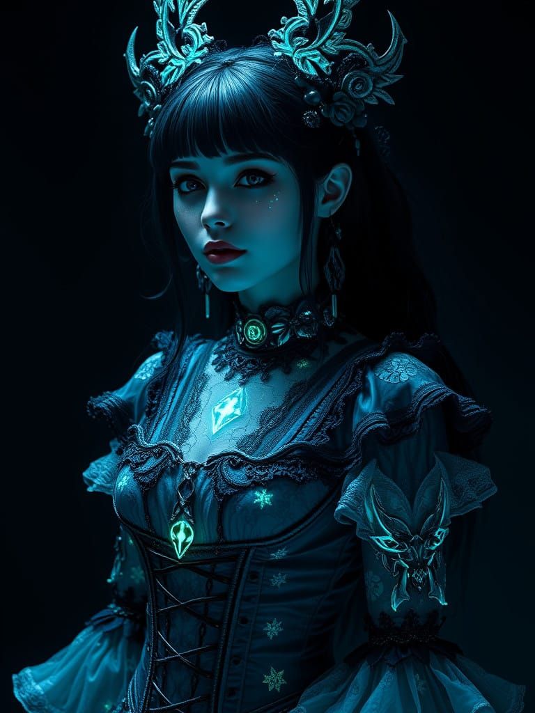 Gothic Trixie Girl in Victorian-Inspired Elegance