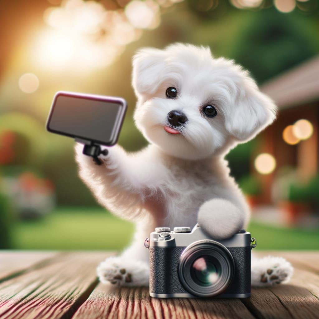 Dog Self-Portrait with Bokeh in Professional Style