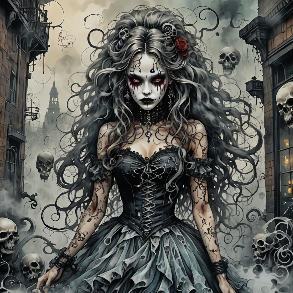 Vampire Emerges from Fog in Surreal Graffiti Art