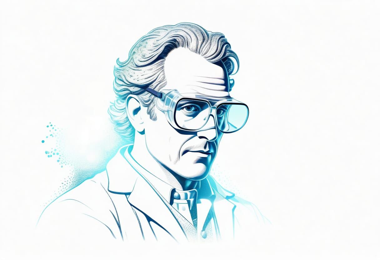 Scientist Examines Glowing Specimen in Tintoretto Style