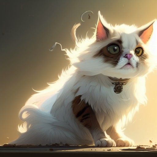 Fluffy Cat Hairball in Pixar Animation Style