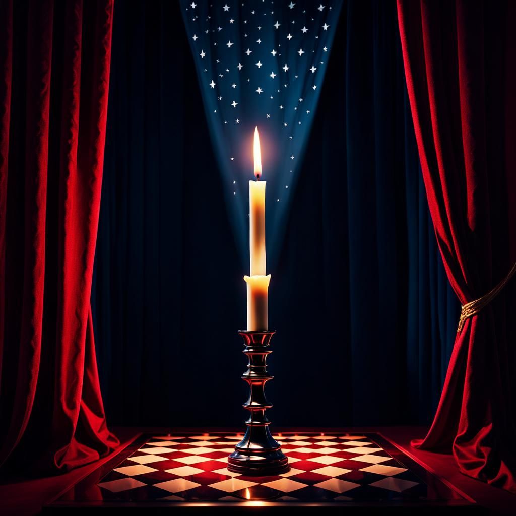 German Expressionist Velvet Room with Candle and Silhouettes