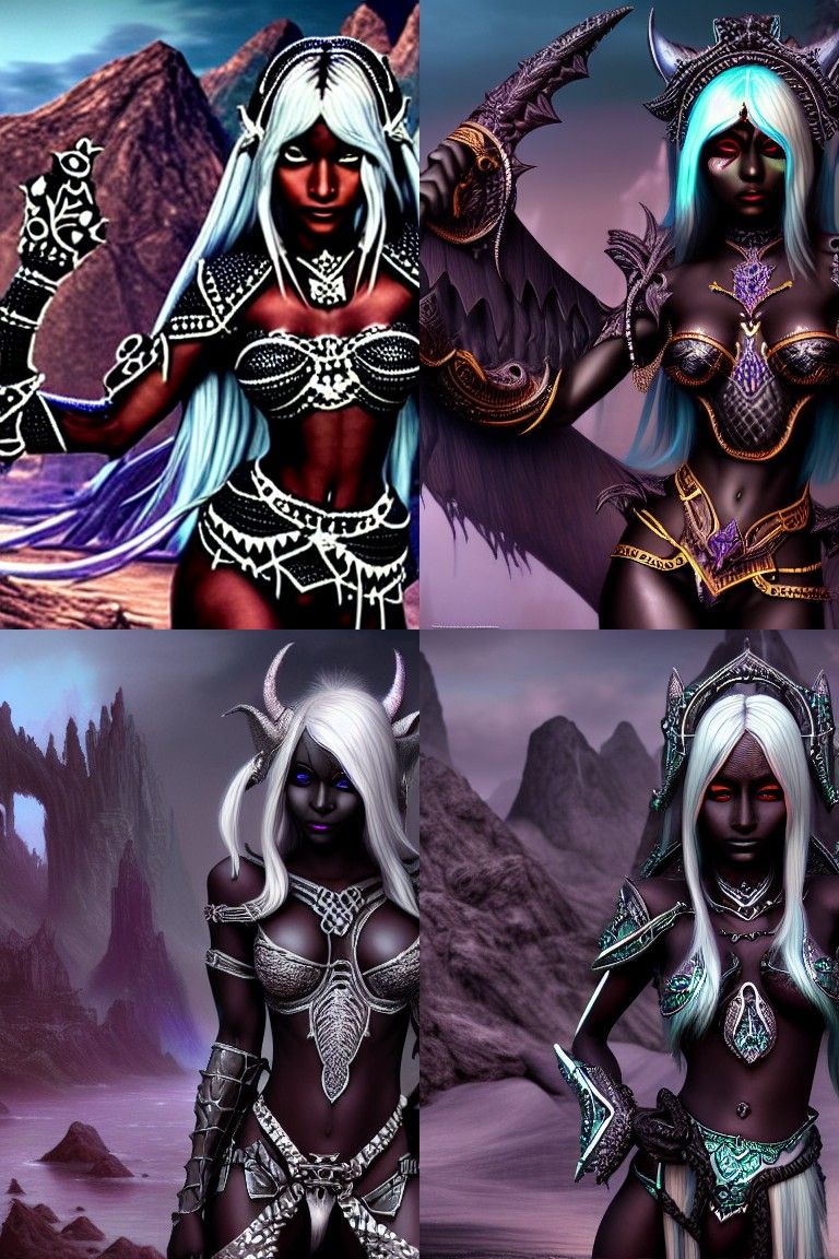 Intricate Dark Elf Drow in Silver Chainmail