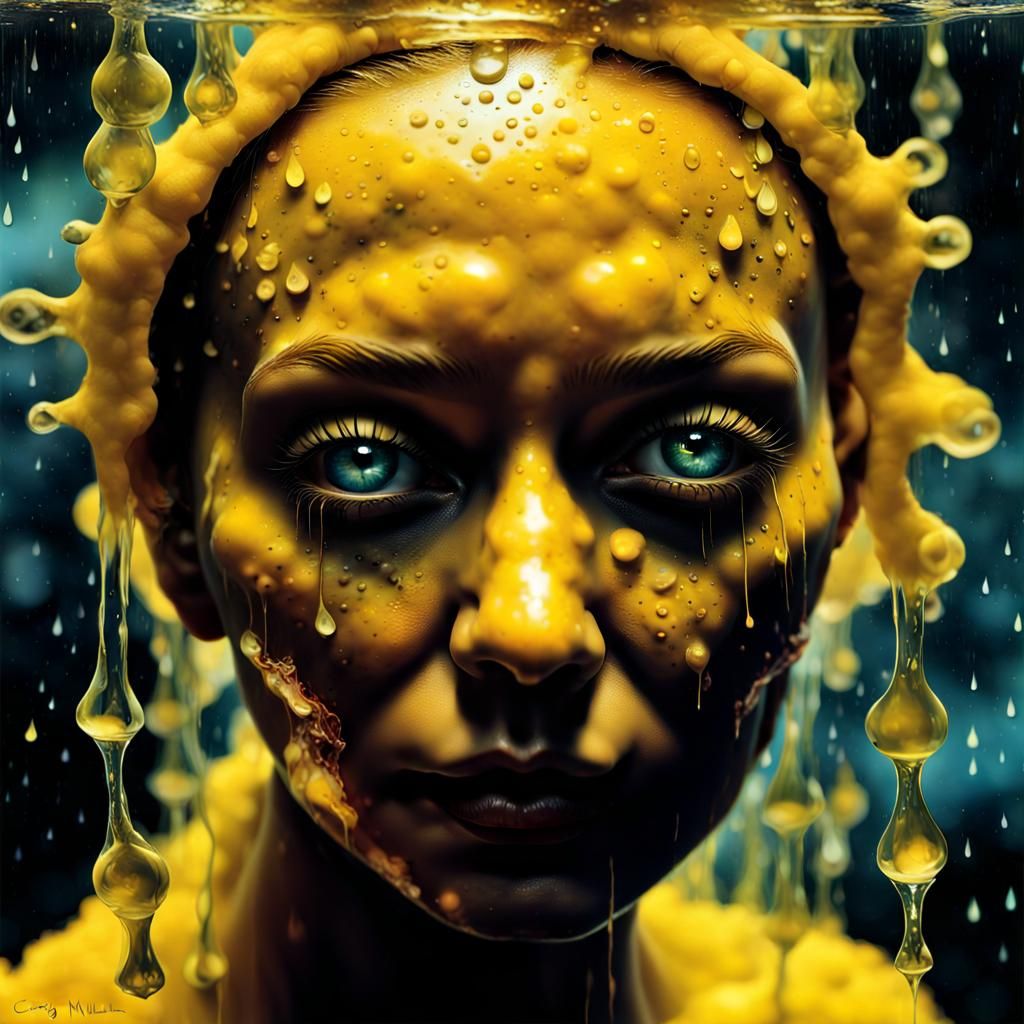 Lemon Silhouette Galaxy Double Exposure in Dark Art